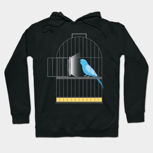 Bird in a cage watching TV Hoodie